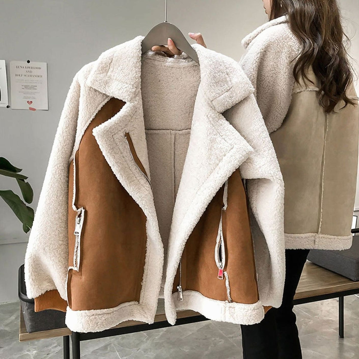 Hazel | Women’s Paneled Suede Biker Jacket