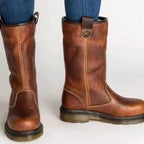 Freya | Women’s Shearling-Lined Fold-Over Leather Mid-Calf Boots