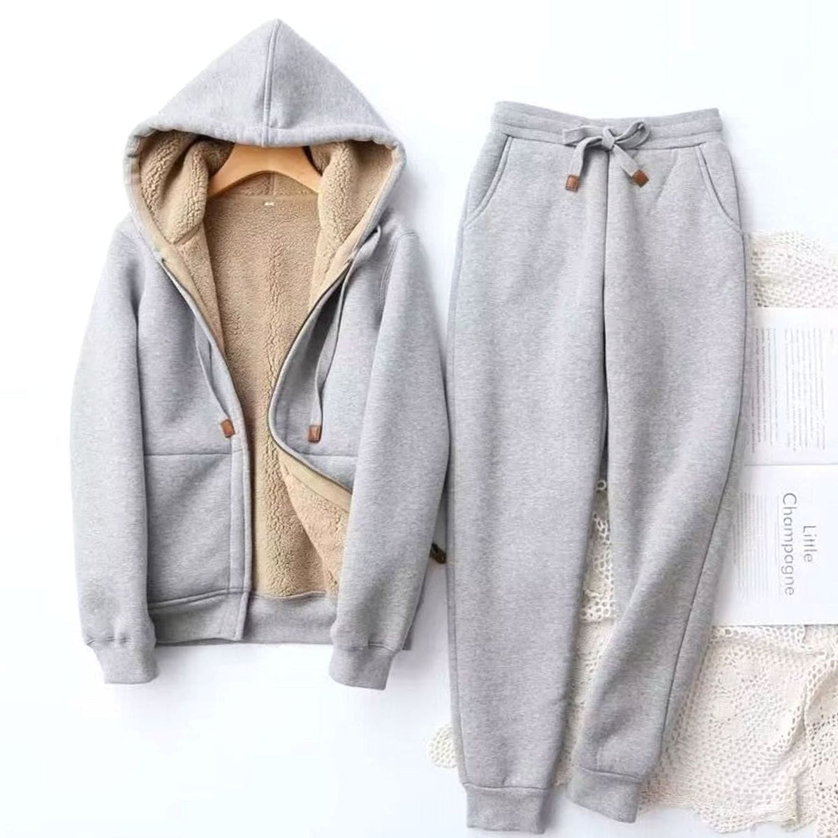 Ember | Sherpa-Lined Zip Hoodie & Jogger Fleece Tracksuit Set