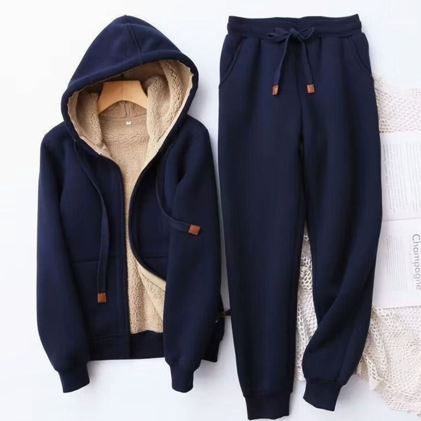 Ember | Sherpa-Lined Zip Hoodie & Jogger Fleece Tracksuit Set