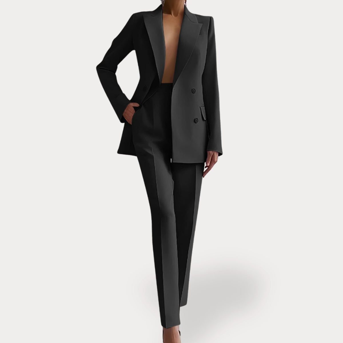 Margot | Women’s Double-Breasted Peak-Lapel Tailored Trouser Suit Set