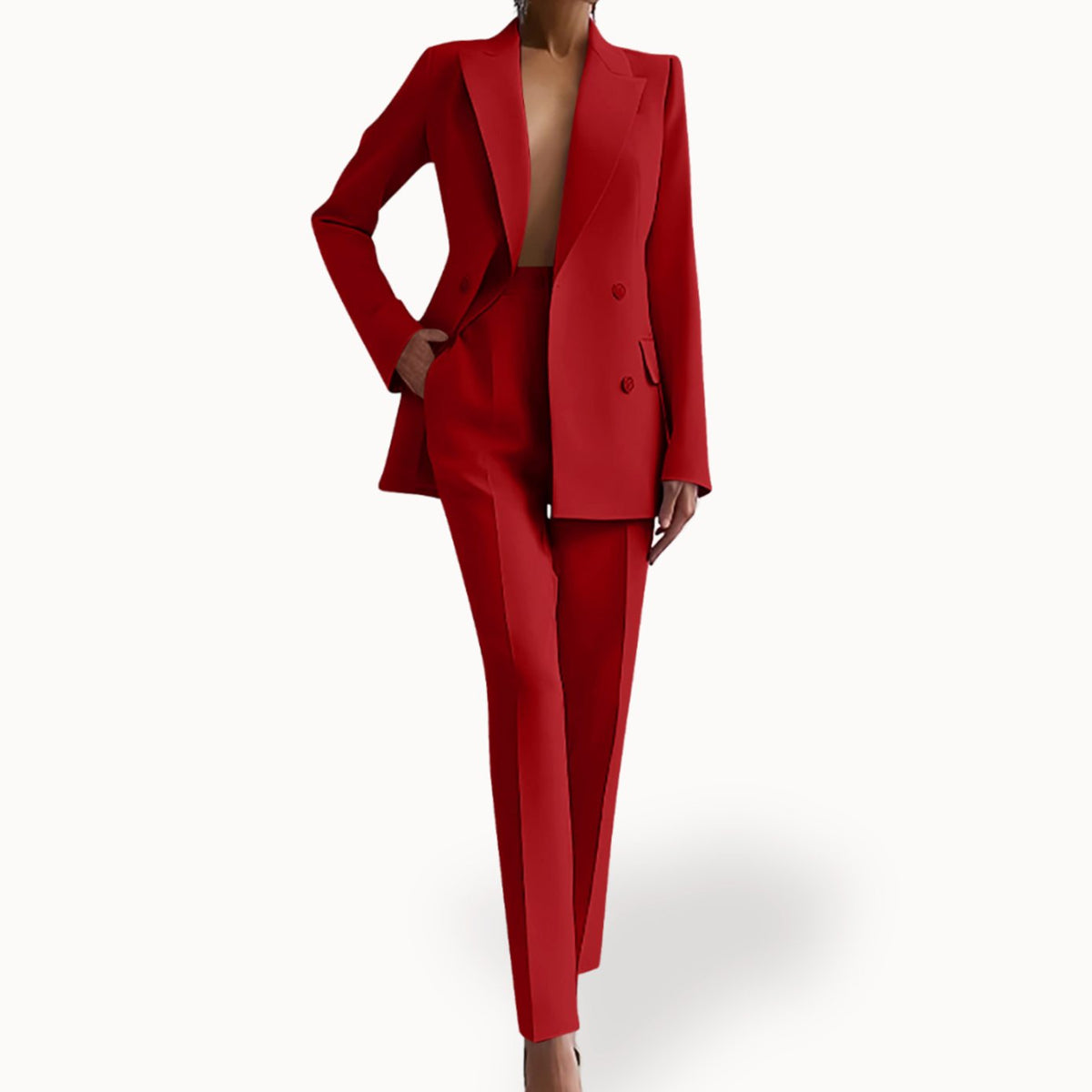 Margot | Women’s Double-Breasted Peak-Lapel Tailored Trouser Suit Set
