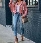 Dallas | Women’s Faux-Suede Western Fringe Open-Front Cropped Jacket