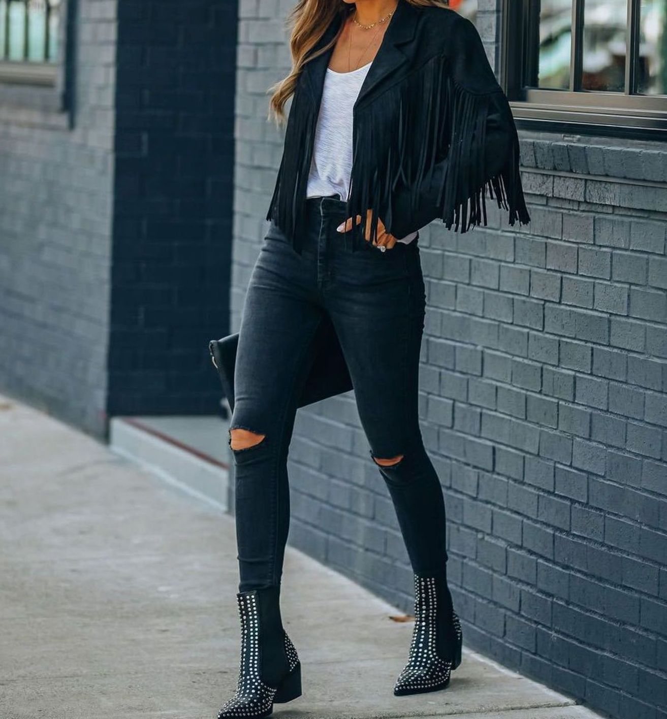 Dallas | Women’s Faux-Suede Western Fringe Open-Front Cropped Jacket