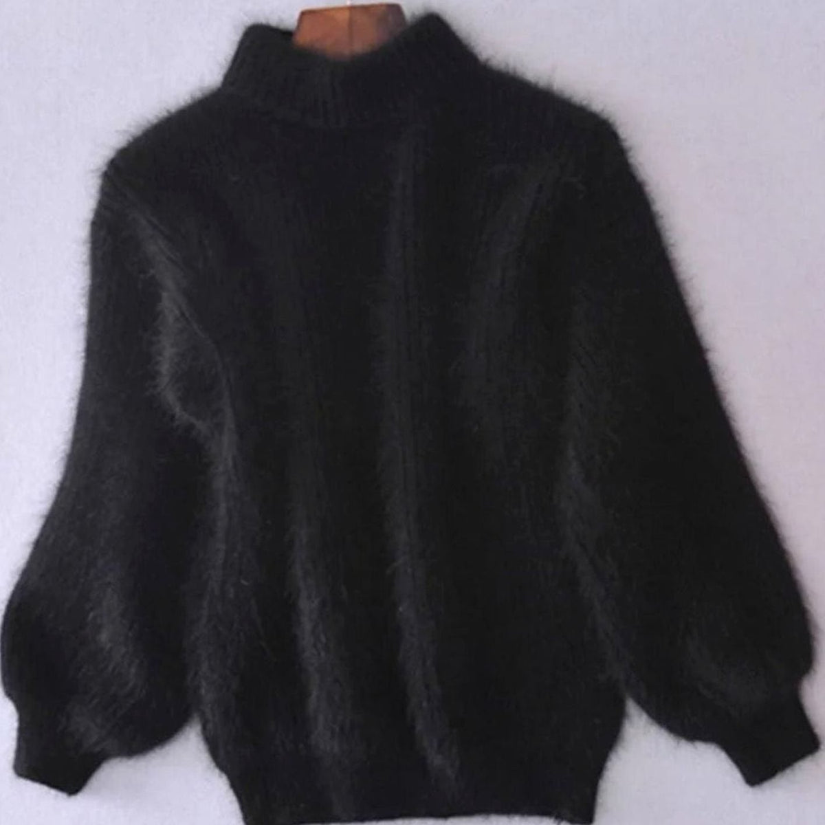 Seraphina | Women’s Fuzzy Mock-Neck Lantern-Sleeve Plush Knit Sweater