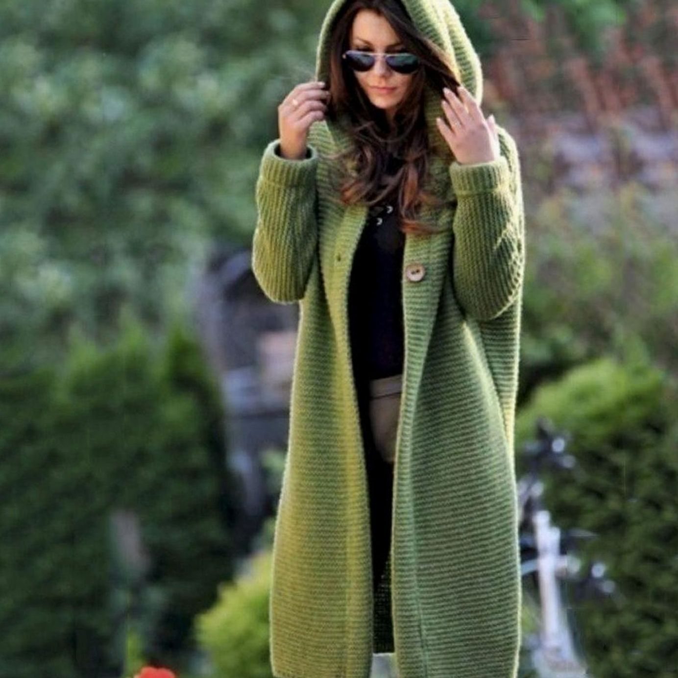 Astrid | Women’s Hooded Chunky Ribbed Long Knit Cardigan