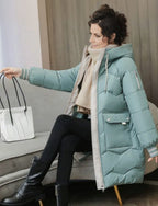 Freya | Women’s Longline Contrast-Lined Hooded Puffer Coat
