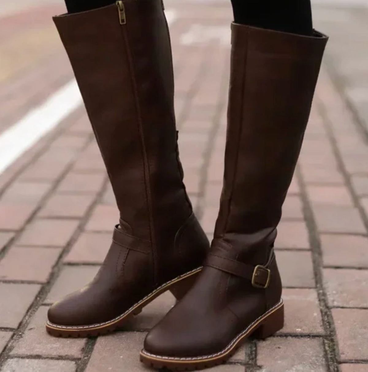 Sienna | Women’s Ankle Buckle Low Heel Knee-High Riding Boots