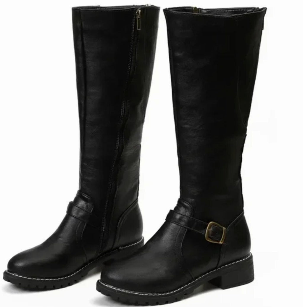 Sienna | Women’s Ankle Buckle Low Heel Knee-High Riding Boots