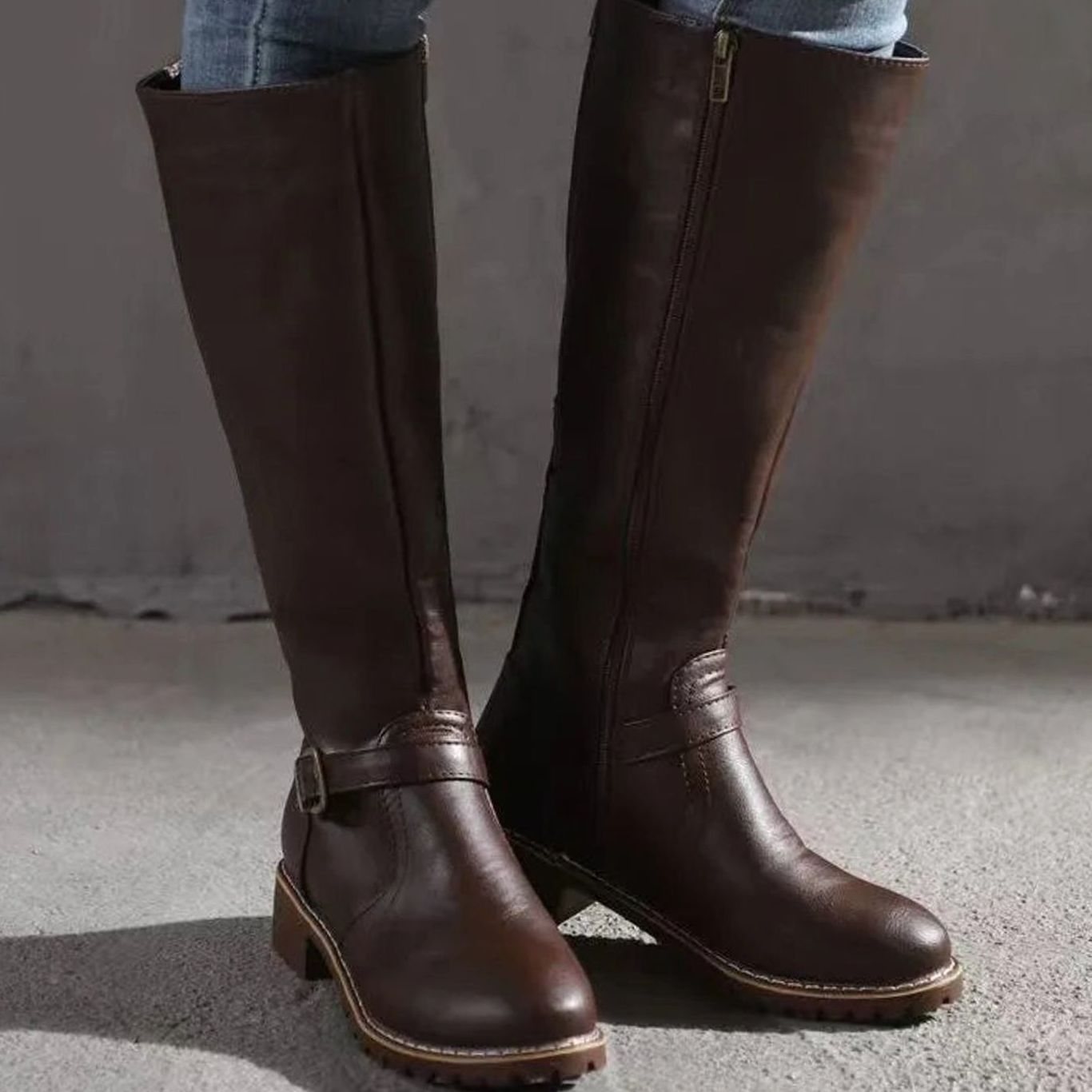Dakota | Women’s Knee-High Ankle-Buckle Leather Riding Boots
