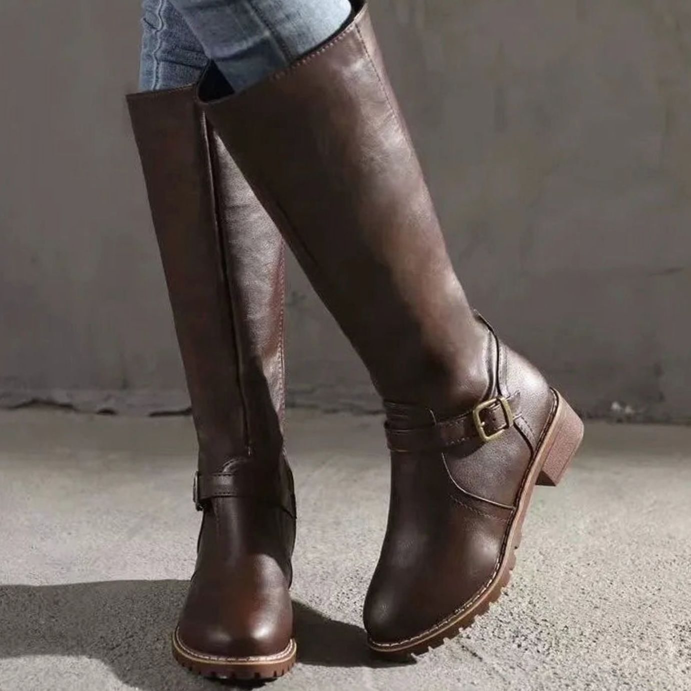 Dakota | Women’s Knee-High Ankle-Buckle Leather Riding Boots