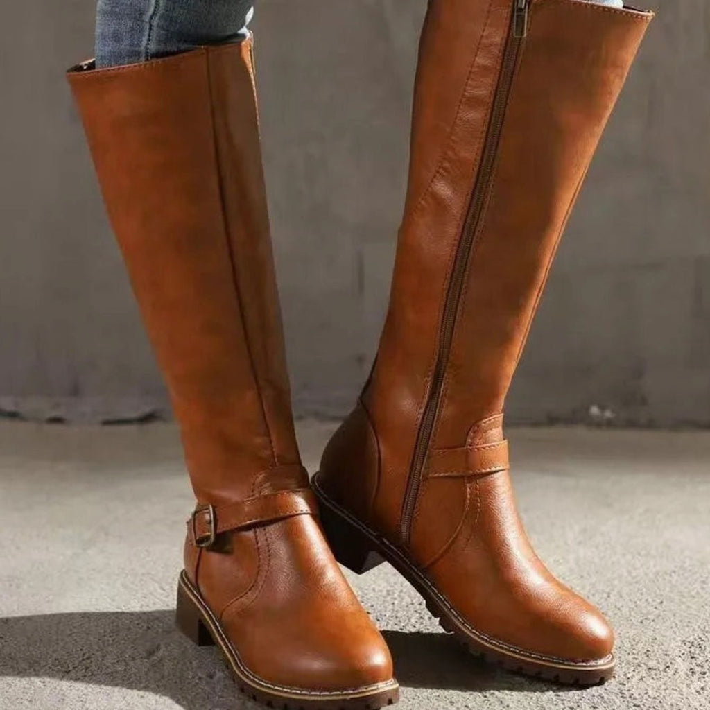 Dakota | Women’s Knee-High Ankle-Buckle Leather Riding Boots