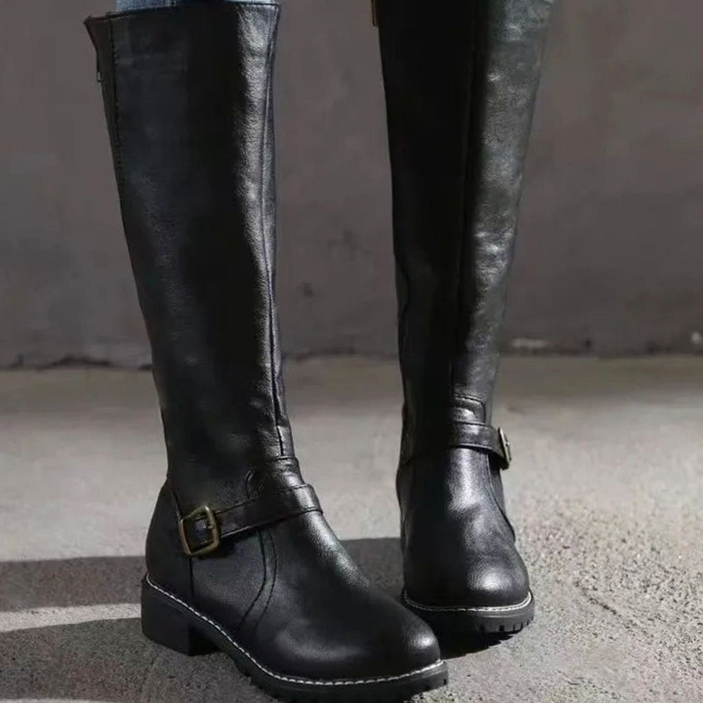 Dakota | Women’s Knee-High Ankle-Buckle Leather Riding Boots