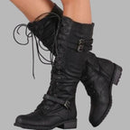 Electra | Women’s Knee-High Lace-Up Buckled Combat Boots