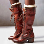 Vesper | Women’s Lace-Up Knee-High Stacked Block Heel Boots