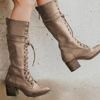 Vesper | Women’s Lace-Up Knee-High Stacked Block Heel Boots