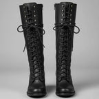 Raven | Women’s Leather Lace-Up Knee-High Combat Boots