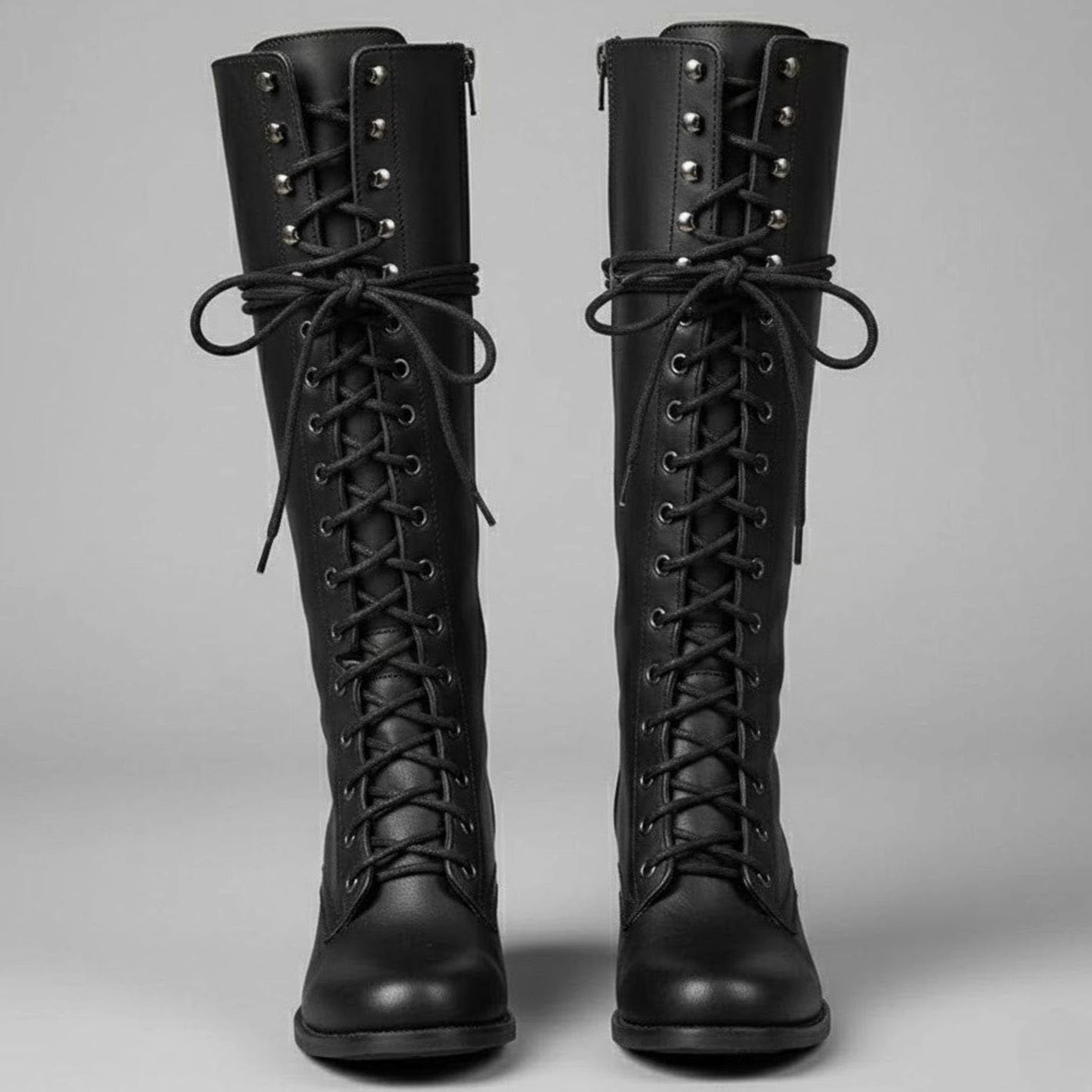 Raven | Women’s Leather Lace-Up Knee-High Combat Boots