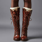 Raven | Women’s Leather Lace-Up Knee-High Combat Boots