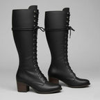 Raven | Women’s Leather Lace-Up Knee-High Combat Boots