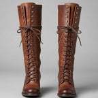 Raven | Women’s Leather Lace-Up Knee-High Combat Boots