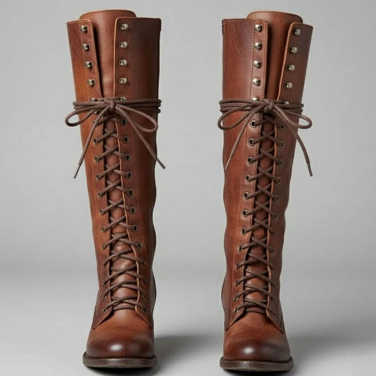 Raven | Women’s Leather Lace-Up Knee-High Combat Boots