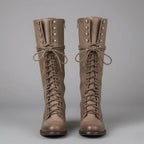 Raven | Women’s Leather Lace-Up Knee-High Combat Boots