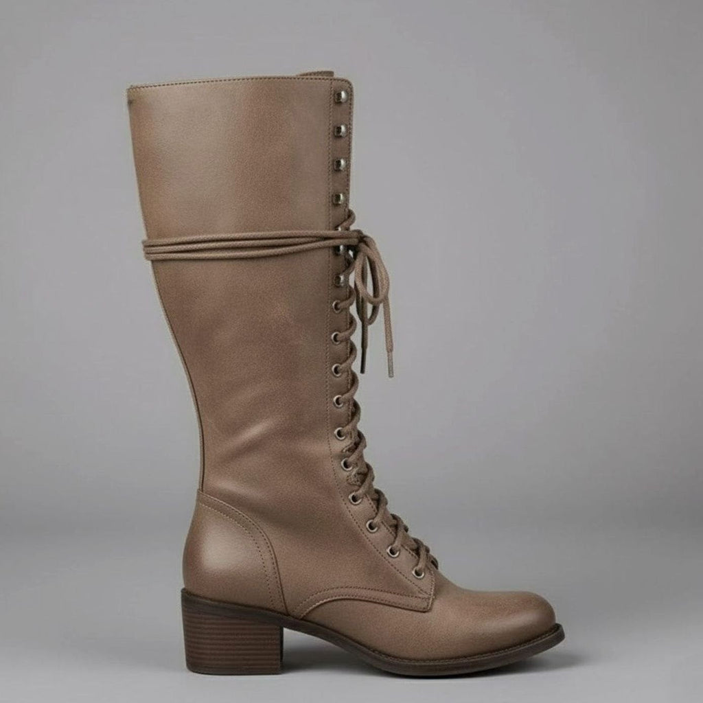 Raven | Women’s Leather Lace-Up Knee-High Combat Boots