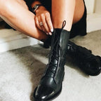 Kora | Women’s Cap-Toe Slender Lace-Up Mid-Calf Ankle Boots