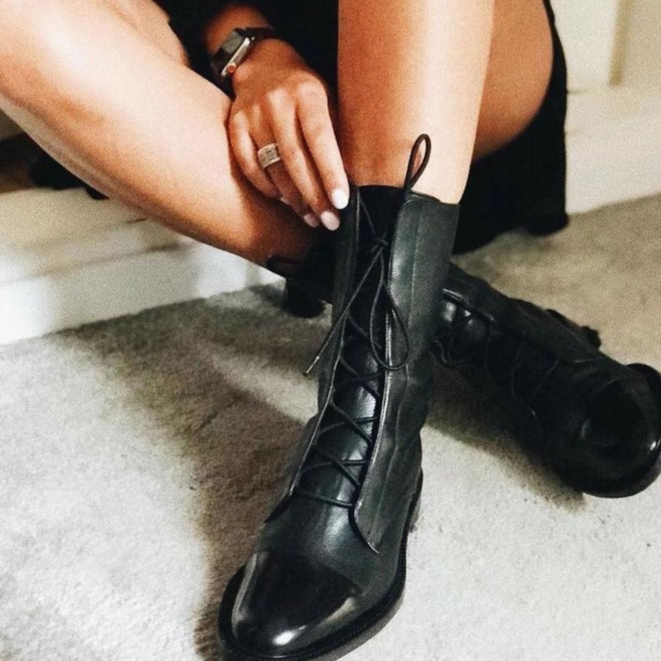 Kora | Women’s Cap-Toe Slender Lace-Up Mid-Calf Ankle Boots