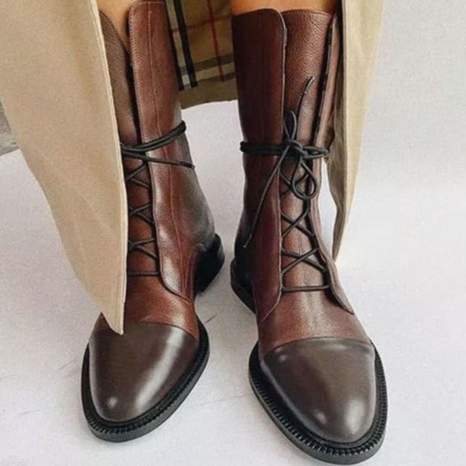 Kora | Women’s Cap-Toe Slender Lace-Up Mid-Calf Ankle Boots