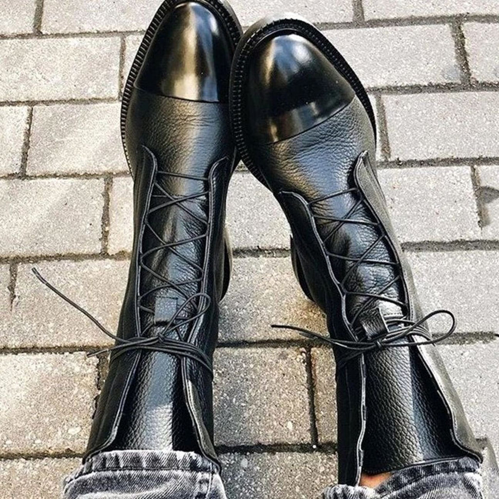 Kora | Women’s Cap-Toe Slender Lace-Up Mid-Calf Ankle Boots