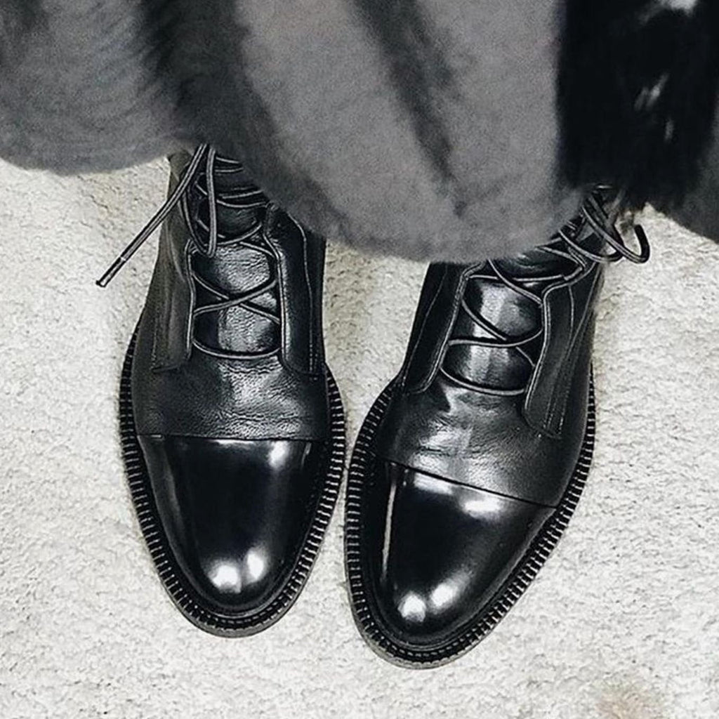 Kora | Women’s Cap-Toe Slender Lace-Up Mid-Calf Ankle Boots