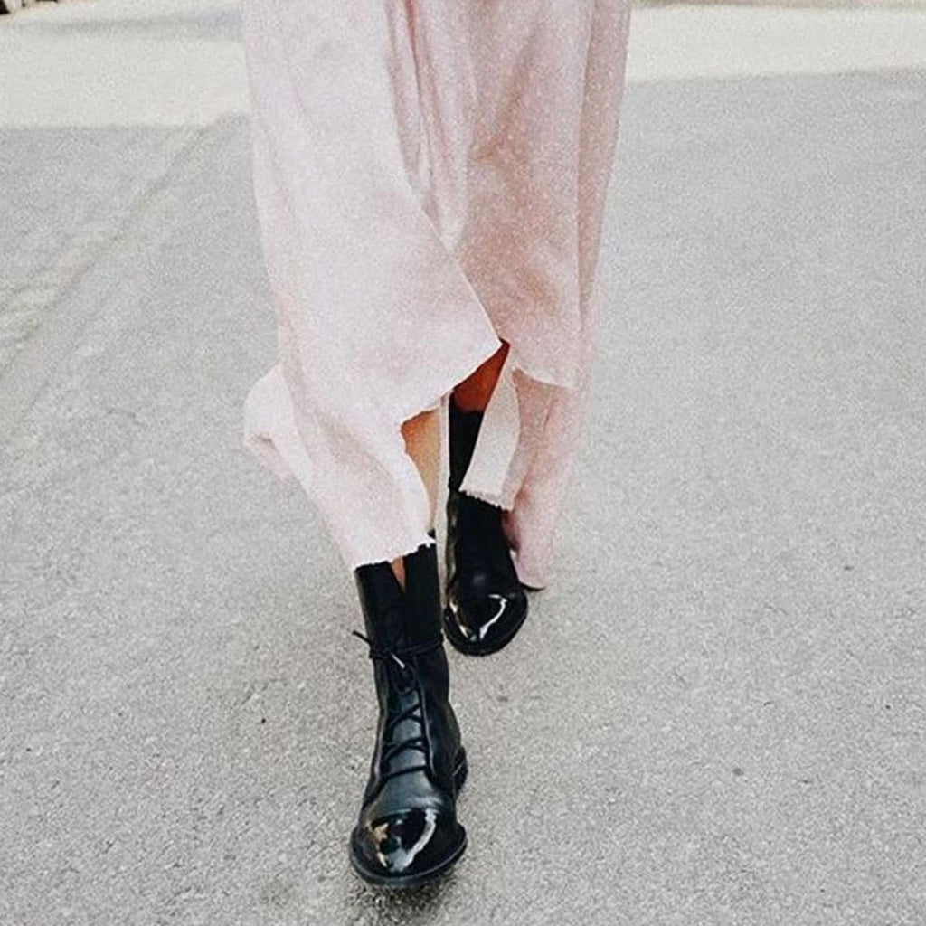 Kora | Women’s Cap-Toe Slender Lace-Up Mid-Calf Ankle Boots