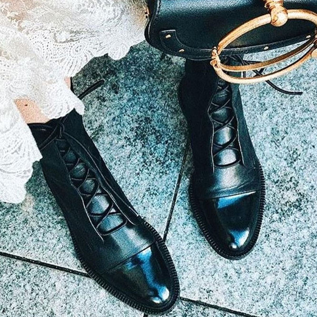 Kora | Women’s Cap-Toe Slender Lace-Up Mid-Calf Ankle Boots