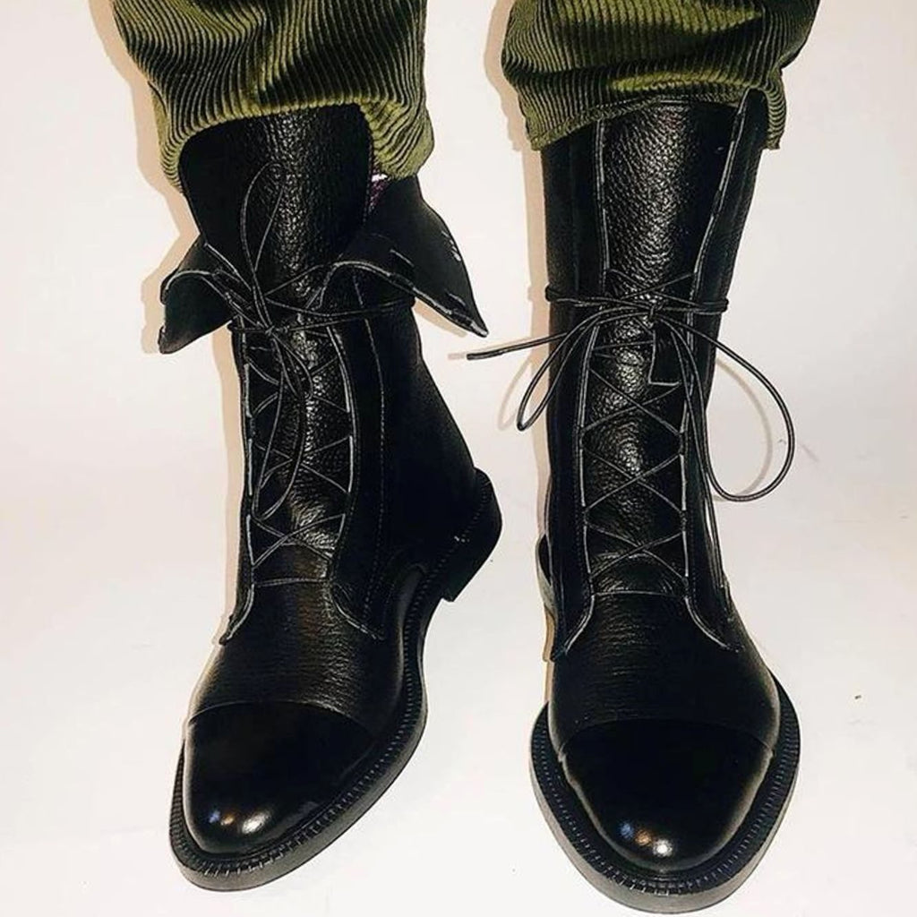 Kora | Women’s Cap-Toe Slender Lace-Up Mid-Calf Ankle Boots