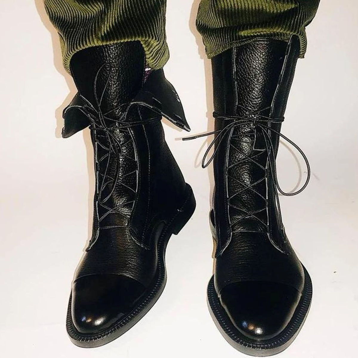 Kora | Women’s Cap-Toe Slender Lace-Up Mid-Calf Ankle Boots