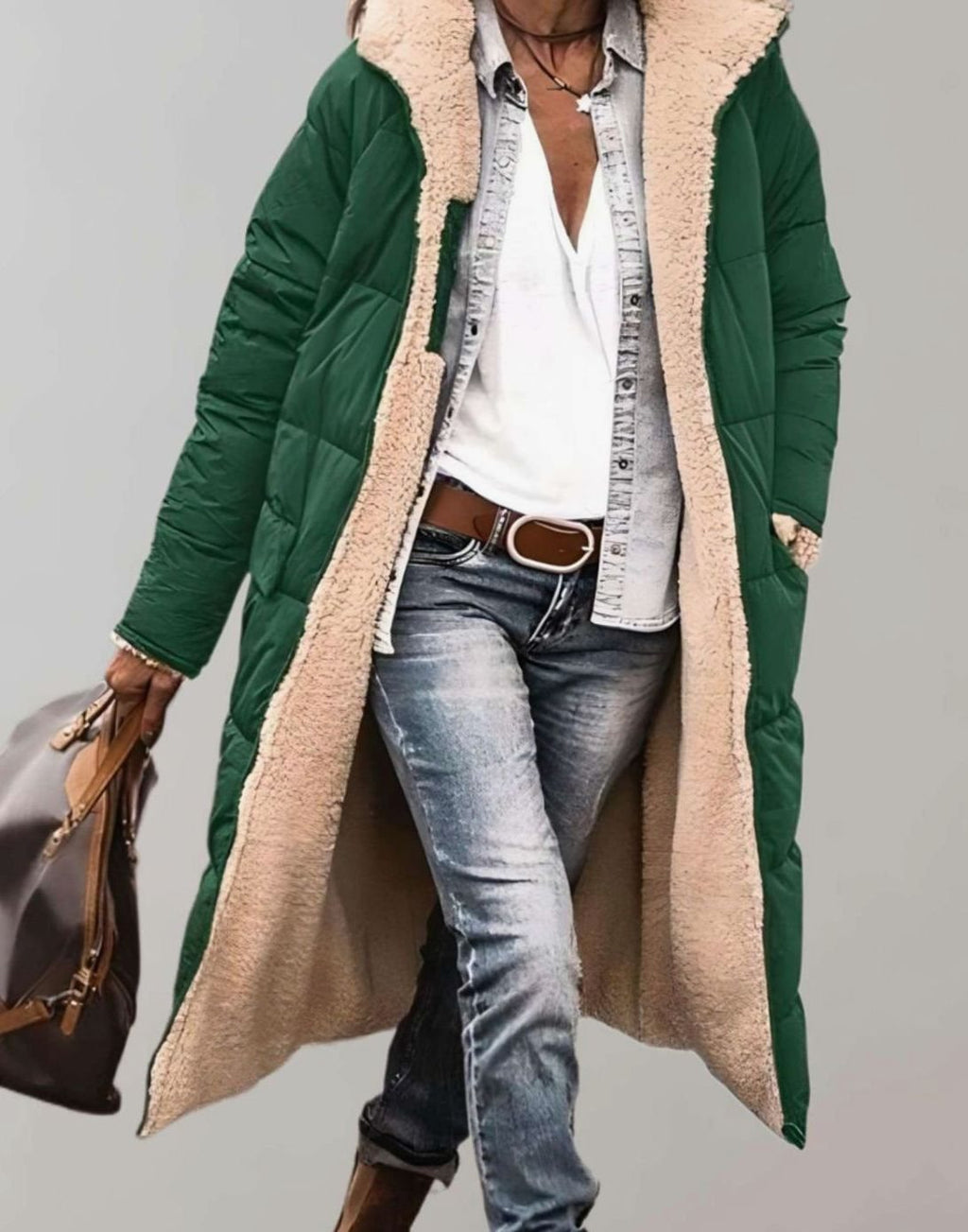 Kira | Women’s Hooded Sherpa-Lined Long Quilted Puffer Coat