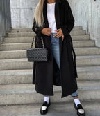 Genevieve | Women’s Double-Breasted Notched Lapel Long Coat