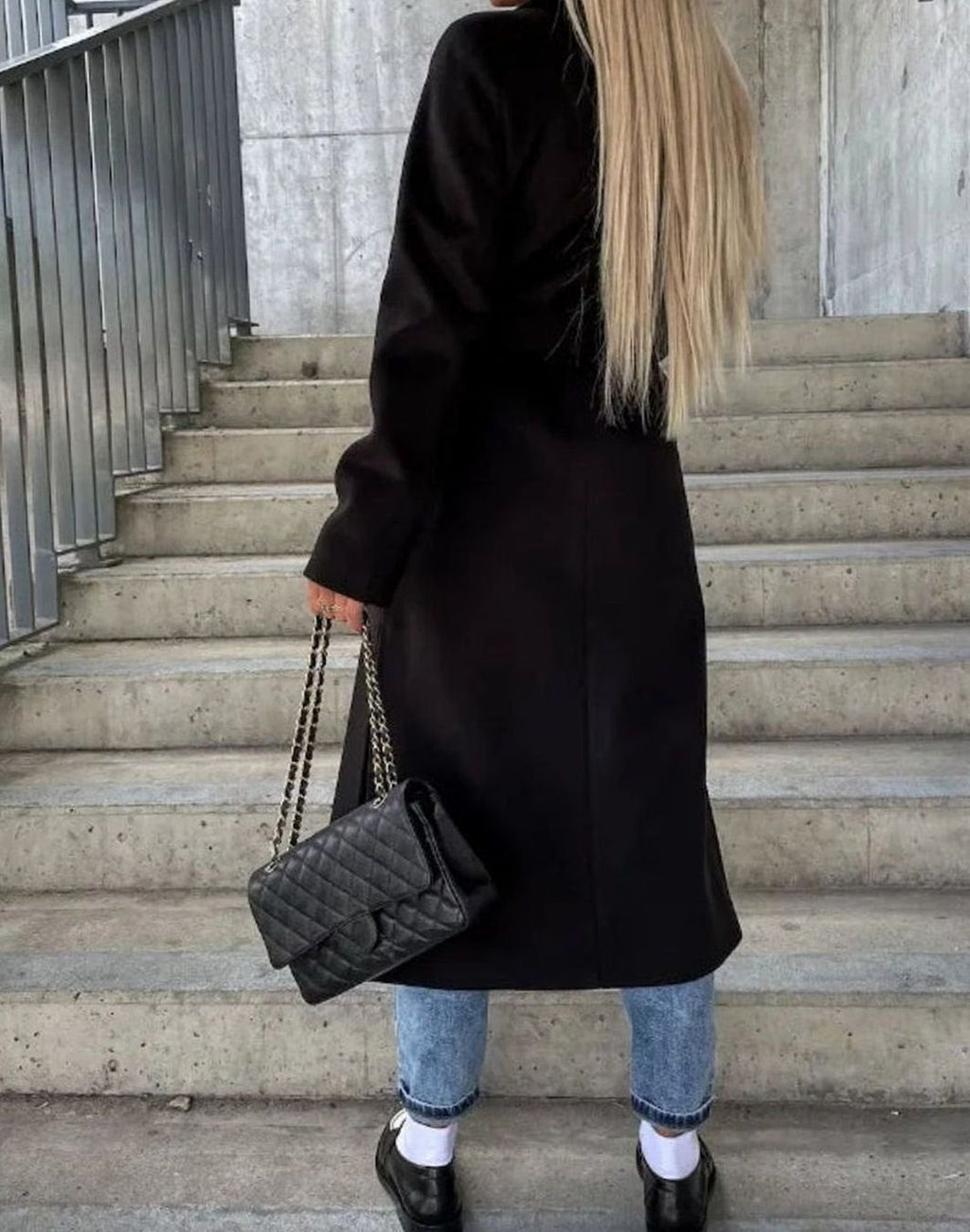 Genevieve | Women’s Double-Breasted Notched Lapel Long Coat