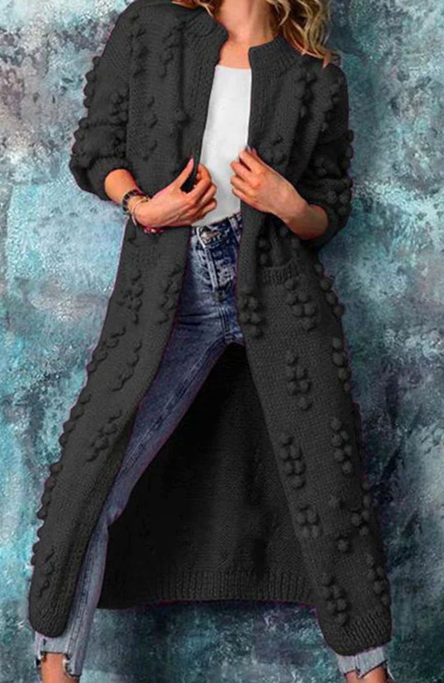 Harper | Women’s Textured Bobble Knit Open-Front Duster Cardigan