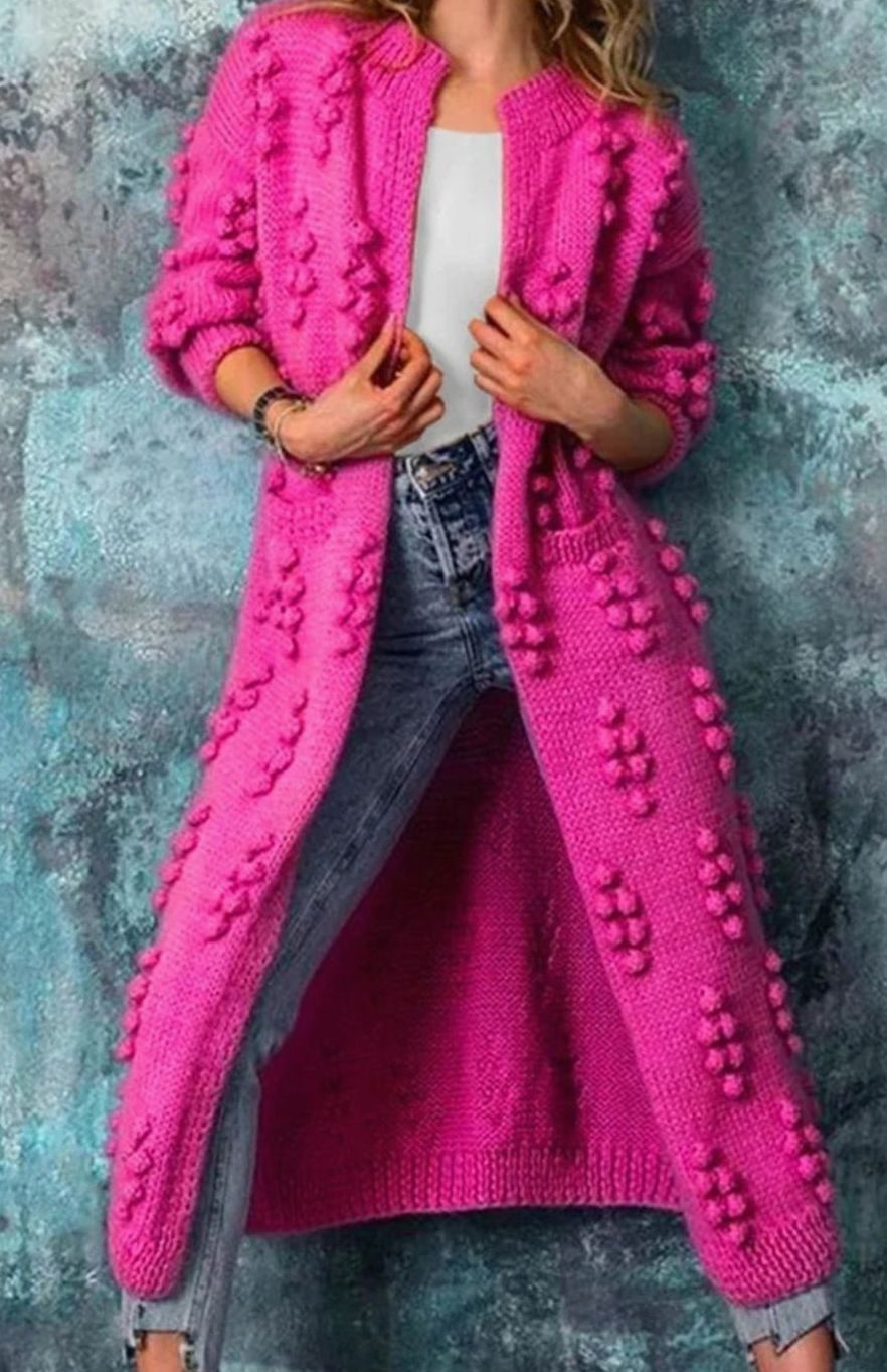 Harper | Women’s Textured Bobble Knit Open-Front Duster Cardigan