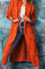Harper | Women’s Textured Bobble Knit Open-Front Duster Cardigan
