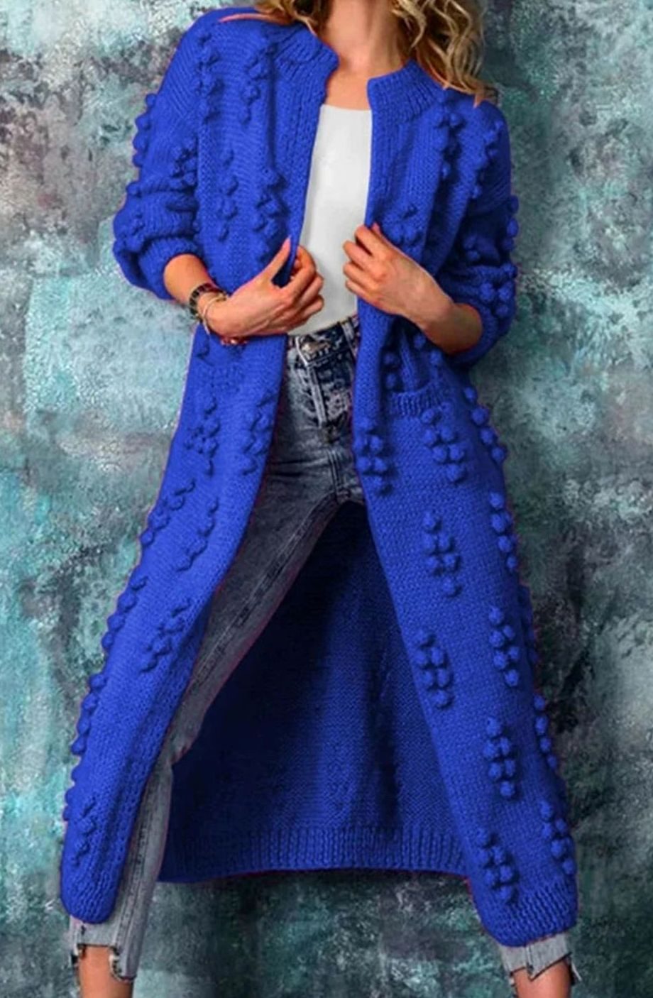 Harper | Women’s Textured Bobble Knit Open-Front Duster Cardigan