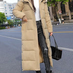 Sloane | Women’s Side-Vent Snap-Hem Hooded Maxi Puffer Coat