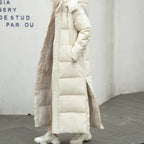 Sloane | Women’s Side-Vent Snap-Hem Hooded Maxi Puffer Coat