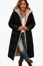 Sloane | Women’s Fleece-Lined Hooded Longline Maxi Puffer Coat