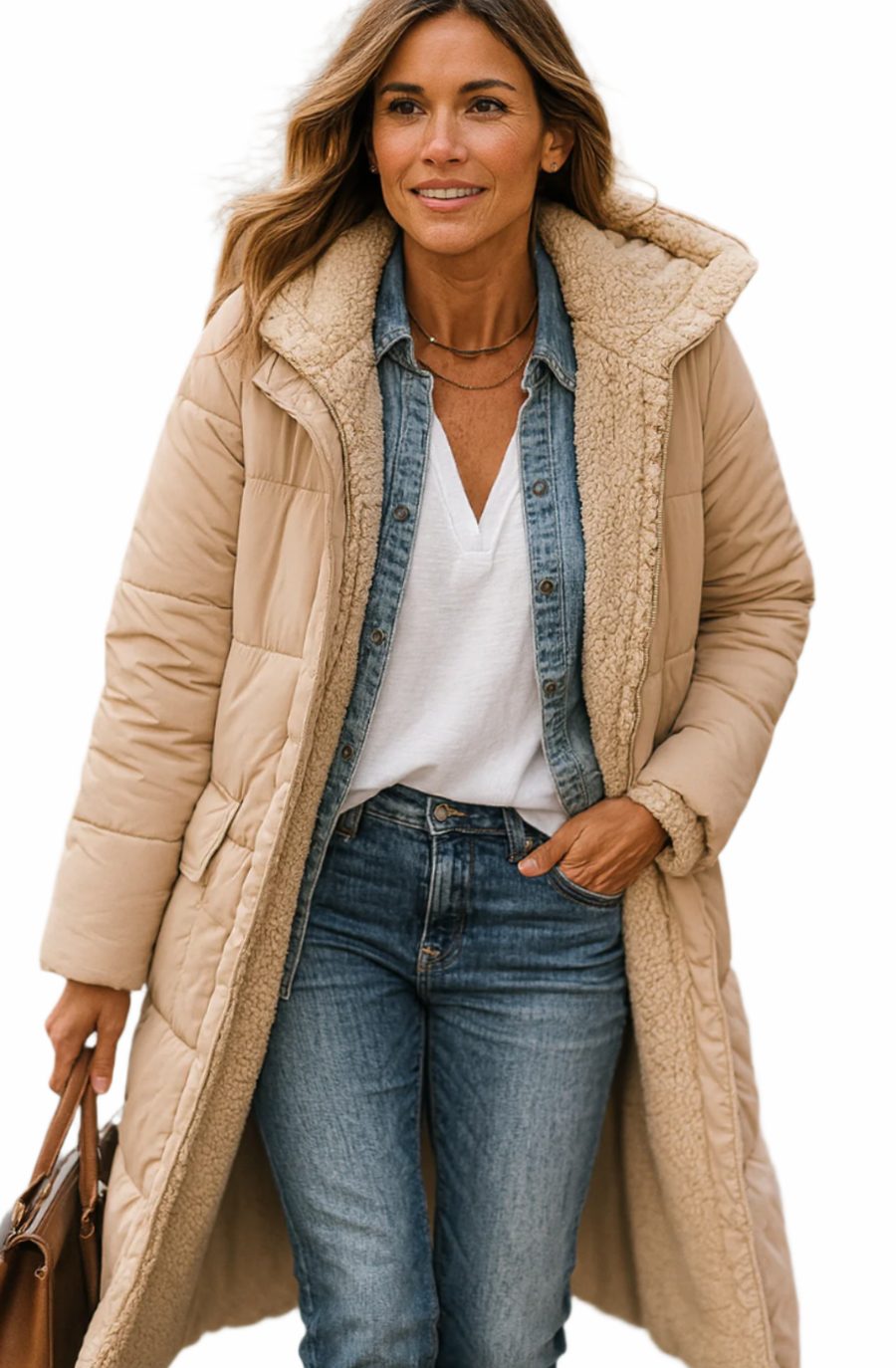 Sloane | Women’s Fleece-Lined Hooded Longline Maxi Puffer Coat