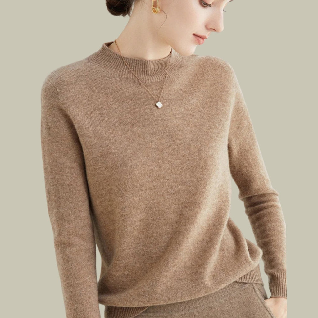 Giselle | Women’s Soft Mock-Neck Fine-Knit Cashmere-Feel Pullover