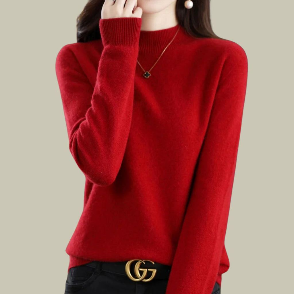 Giselle | Women’s Soft Mock-Neck Fine-Knit Cashmere-Feel Pullover